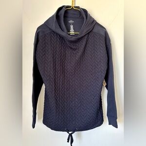 NWT St. John’s Bay Active Navy Blue Quilted Hoodie Pullover Sweatshirt Sz Large